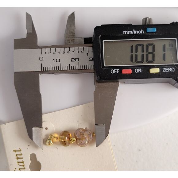 Radiant Earrings 2 Sets Drop Beads Amber Gold Tone Stud Pierced 1–1.5" Gift Bag - Picture 9 of 11